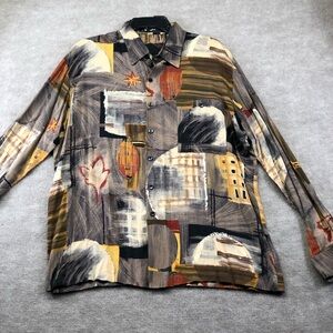 Alan Stuart size large long sleeve button down.  This is 100% rayon